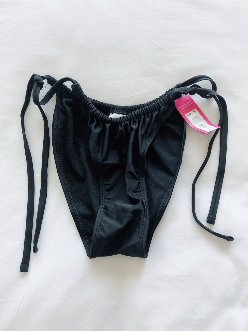 Xhiliration Black Side-Tie Bikini Bottom high leg scoop waist bathing suit swim